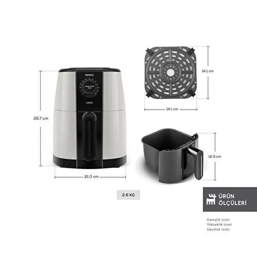 Karaca Smart Cook 60 Dakikaya Kadar Zaman Ayarlı Compact Airfryer Krem 2.2L