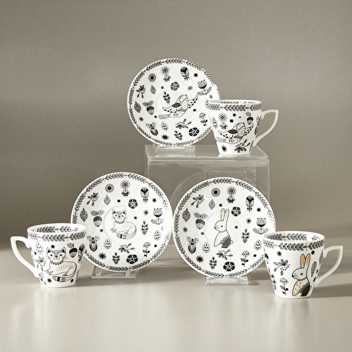 Karaca Animal Garden 6 Kişilik Kahve Fincan Takımı 90 ml