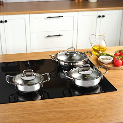 Emsan Cemre İndüksiyon Tabanlı 6 Parça Çelik Sahan Seti