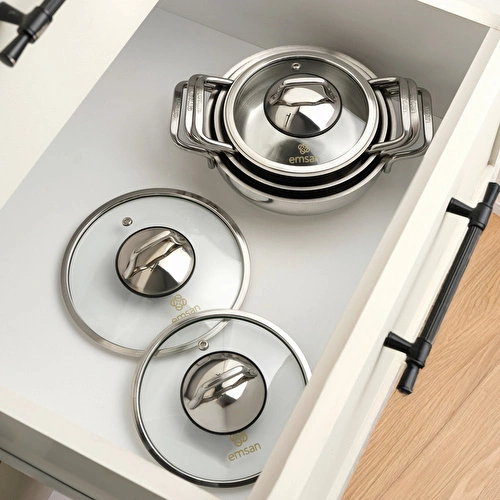 Emsan Cemre İndüksiyon Tabanlı 6 Parça Çelik Sahan Seti