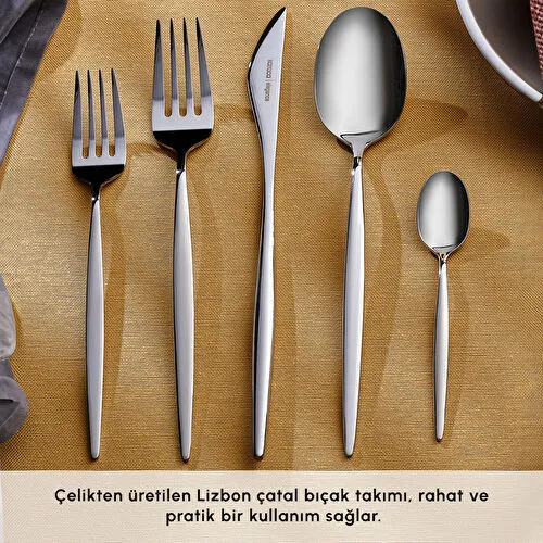 Karaca Lizbon Platin 12 Kişilik 60 Parça Çatal Kaşık Bıçak Takımı
