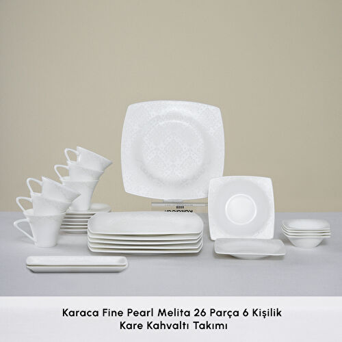 Karaca Fine Pearl Melita 26 Parça 6 Kişilik Kare Kahvaltı/Servis Takımı Karaca Fine Pearl Melita 26 Parça 6 Kişilik Kare Kahvaltı/Servis Takımı