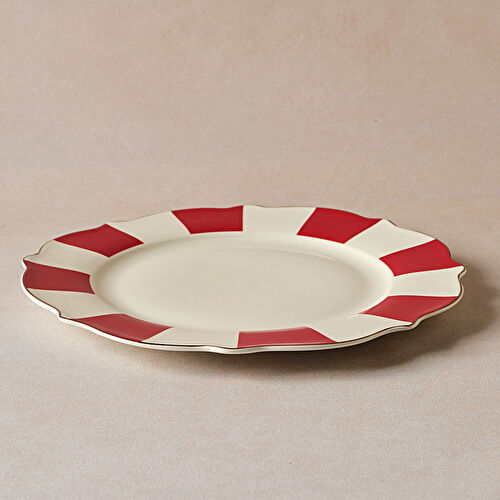 Karaca New Romantic Kalın Çizgili Servis Tabağı 27 cm Kırmızı 