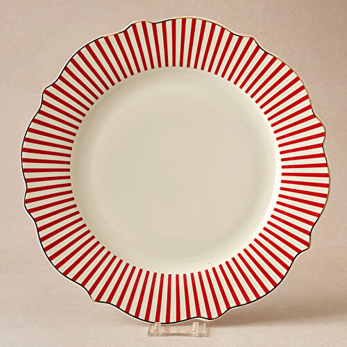 Karaca New Romantic İnce Çizgili Servis Tabağı 27 cm Kırmızı