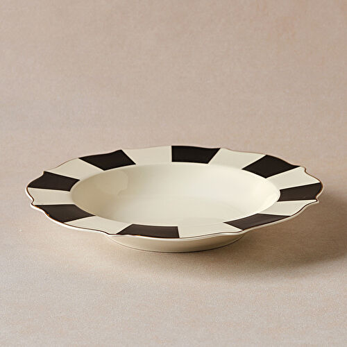 Karaca New Romantic Kalın Çizgili Çukur Tabak 24 cm Siyah 
