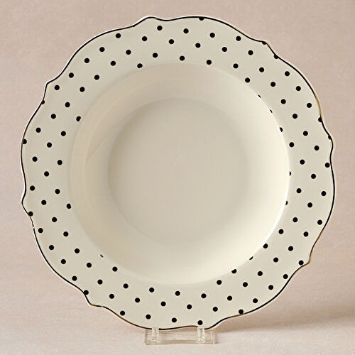 Karaca New Romantic Puantiyeli Çukur Tabak 24 cm Siyah