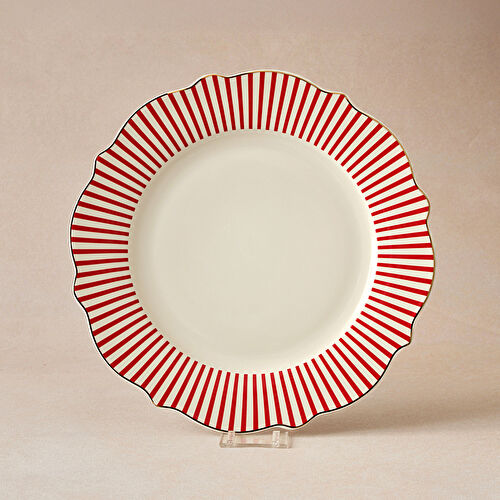 Karaca New Romantic İnce Çizgili Pasta Tabağı 21 cm Kırmızı 