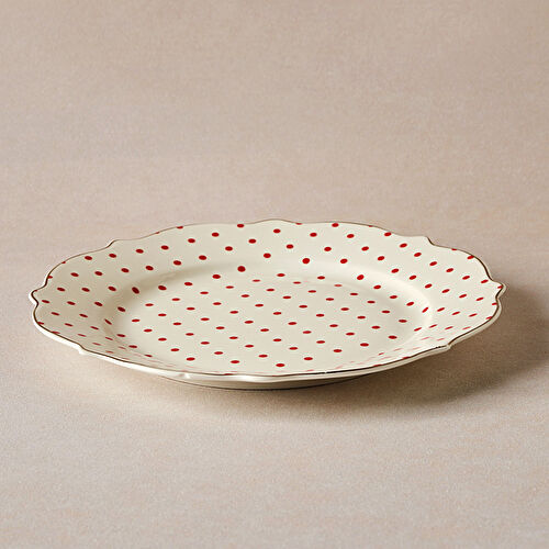 Karaca New Romantic Puantiyeli Pasta Tabağı 21 cm Kırmızı 