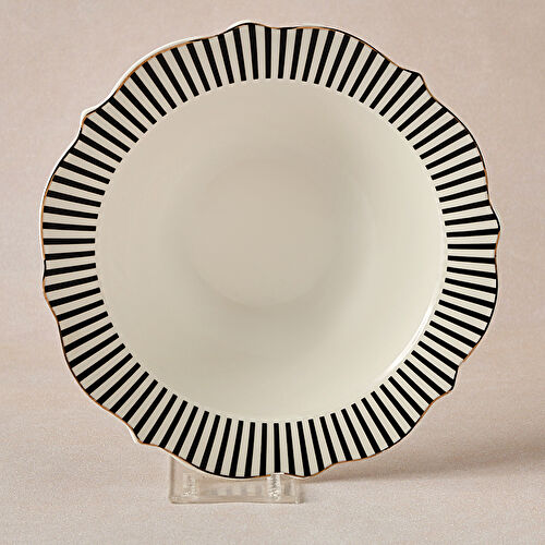 Karaca New Romantic İnce Çizgili Kase 17 cm Siyah 