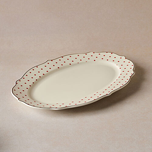 Karaca New Romantic Puantiyeli Kayık Tabak 30 cm Kırmızı 