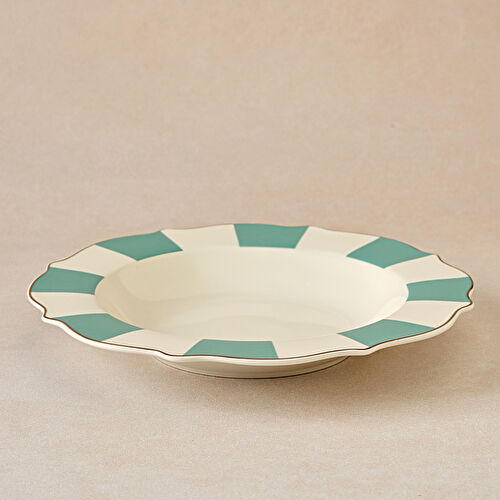 Karaca New Romantic Kalın Çizgili Çukur Tabak 24 Cm Yeşil 