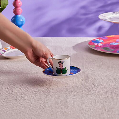 Karaca Frida Kahve Fincanı Ve Tabağı Mavi 90 Ml Karaca Frida Kahve Fincanı Ve Tabağı Mavi 90 Ml