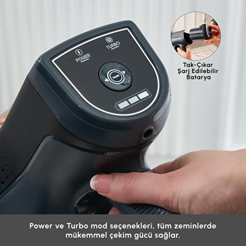 Karaca Vantuz Power Up Pro Dikey Süpürge Black Chrome