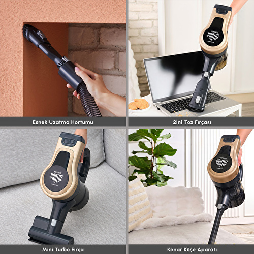 Karaca Vantuz Power Up Pro Dikey Süpürge Mineral Gold Karaca Vantuz Power Up Pro Dikey Süpürge Mineral Gold