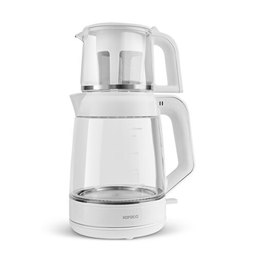 Karaca Glass Tea XL 2 in 1 Su Isıtıcı ve Çay Makinesi Matte White