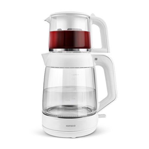 Karaca Glass Tea XL 2 in 1 Su Isıtıcı ve Çay Makinesi Matte White
