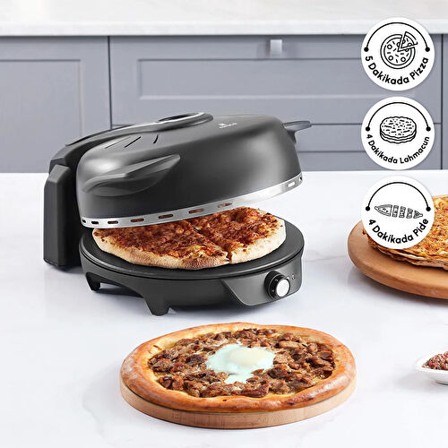 Karaca Gastro 10 in 1 Pizza Pide Lahmacun ve Tandır Ekmeği Makinesi Biodiamond Matte Black