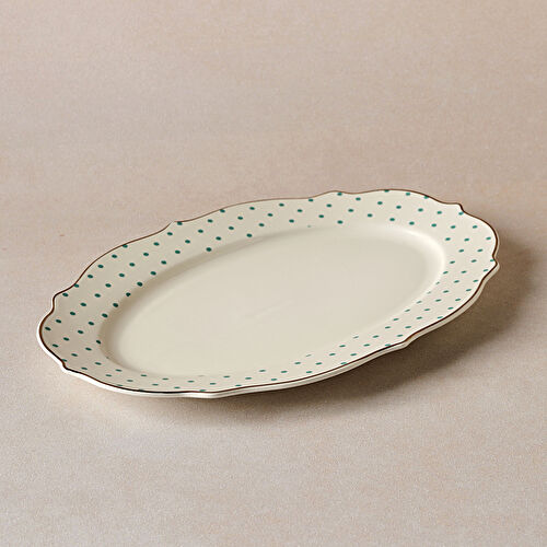 Karaca New Romantic Yeşil Puantiyeli Kayık Tabak 30cm Karaca New Romantic Yeşil Puantiyeli Kayık Tabak 30cm