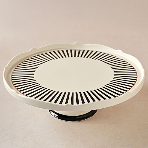 Karaca New Romantic İnce Çizgili Kek Standı 30 Cm Siyah 