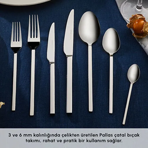 Karaca Elegance Pallas Platin 12 Kişilik 84 Parça Çatal Kaşık Bıçak Takımı