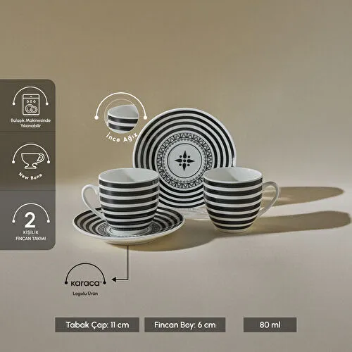 Karaca Yaren 2 Kişilik Kahve Fincan Takımı 80 ml