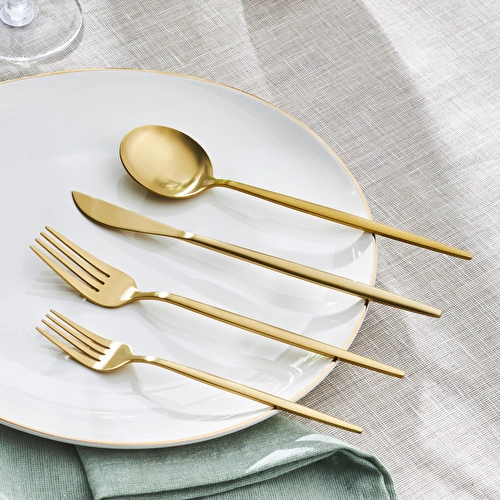 Apricot Faro Matte Gold 24 Parça 6 Kişilik Çatal Kaşık Bıçak Kutulu Apricot Faro Matte Gold 24 Parça 6 Kişilik Çatal Kaşık Bıçak Kutulu