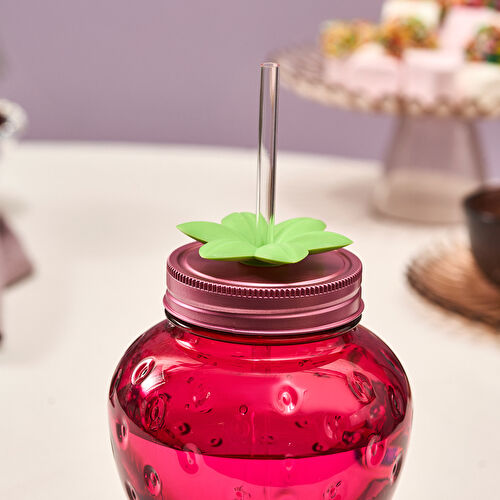 Karaca Çilek Transparent Pipetli Su Şişesi 750 Ml