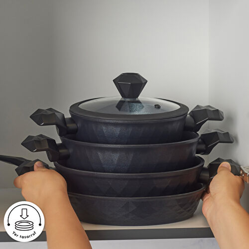 Karaca Biodiamond Antibakteriyel Kulplu İndüksiyon Tabanlı 7 Parça Tencere Seti