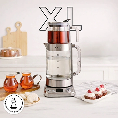 Karaca x Refika Gönlübol Xl Cam Çay Makinesi Chrome