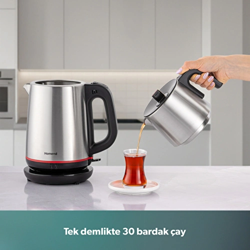 Homend Royaltea 1711h Çelik Çay Makinesi Inox Siyah