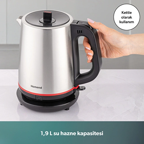 Homend Royaltea 1711h Çelik Çay Makinesi Inox Siyah