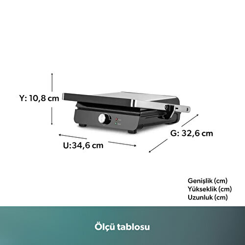 Homend Grilliant 1356H Inox Gövdeli Döküm Plakalı Tost ve Izgara Makinesi