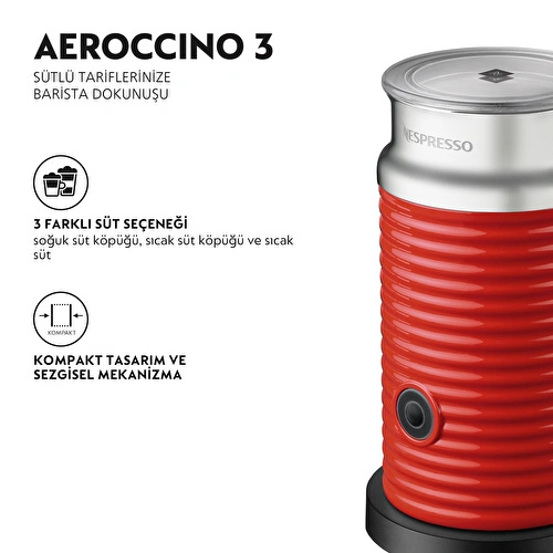 Nespresso Aeroccino 3 Süt Köpürtücü Kırmızı