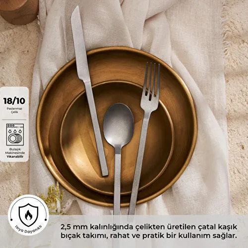 Emsan Artisan Storm 18 Parça 6 Kişilik Tatlı Çatal Kaşık Bıçak Seti