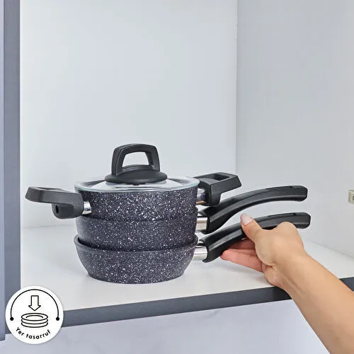 Karaca Biogranit Blue Stone Mini 5 Parça Tencere Seti