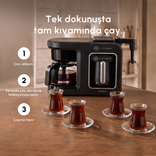 Karaca Hatır Plus Barista 6 in 1 Latte Cappuccino ve Közde Türk Kahve Makinesi Black Silver Karaca Hatır Plus Barista 6 in 1 Latte Cappuccino ve Közde Türk Kahve Makinesi Black Silver