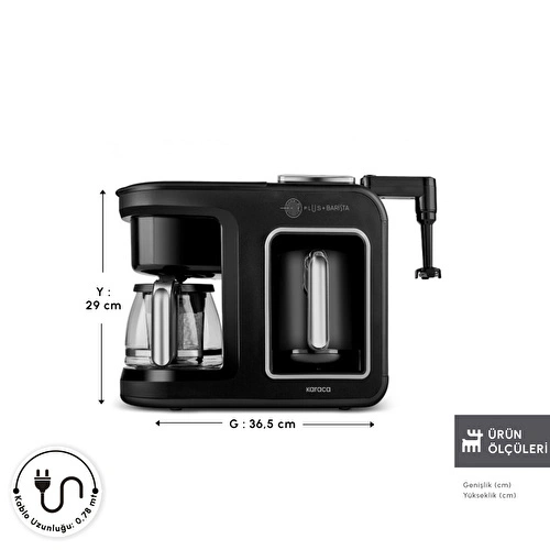 Karaca Hatır Plus Barista 6 in 1 Latte Cappuccino ve Közde Türk Kahve Makinesi Black Silver Karaca Hatır Plus Barista 6 in 1 Latte Cappuccino ve Közde Türk Kahve Makinesi Black Silver