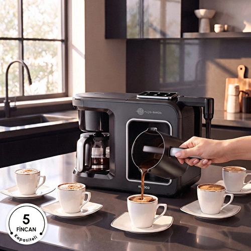 Karaca Hatır Plus Barista 6 in 1 Latte Cappuccino ve Közde Türk Kahve Makinesi Black Silver Karaca Hatır Plus Barista 6 in 1 Latte Cappuccino ve Közde Türk Kahve Makinesi Black Silver