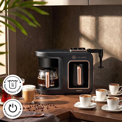 Karaca Hatır Plus Barista 6 in 1 Latte Cappuccino ve Közde Türk Kahve Makinesi Black Copper