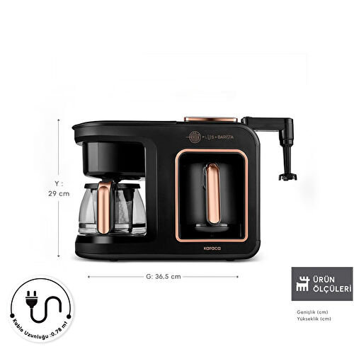 Karaca Hatır Plus Barista 6 in 1 Latte Cappuccino ve Közde Türk Kahve Makinesi Black Copper Karaca Hatır Plus Barista 6 in 1 Latte Cappuccino ve Közde Türk Kahve Makinesi Black Copper