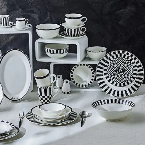 Karaca Damalı Ayaklı Servis Tabağı 30 cm