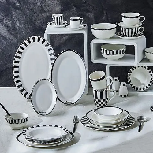 Karaca Damalı Ayaklı Servis Tabağı 30 cm