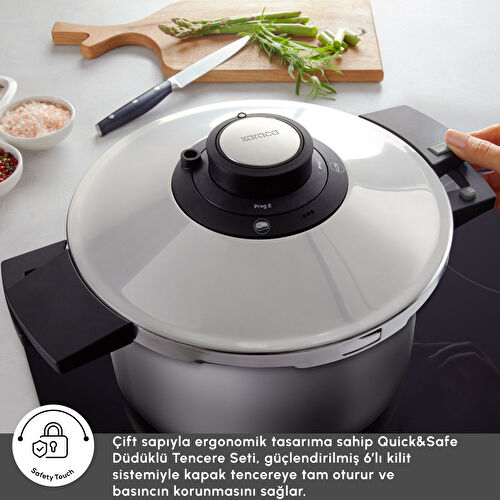 Karaca Quick and Safe İndüksiyon Tabanlı Düdüklü Tencere Seti 4+6 Lt