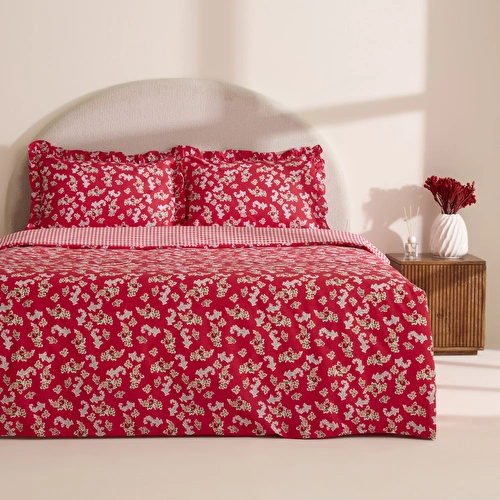 Karaca Home Carlo %100 Pamuk Çift Kişilik Nevresim Takımı Kırmızı