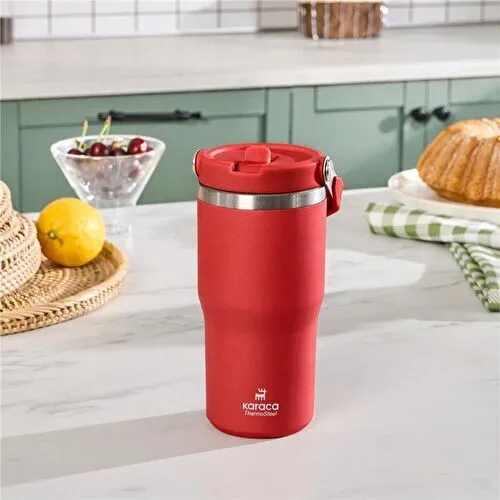 Karaca Star Ice Pipetli Çelik Sızdırmaz Termos Kırmızı 550 ml
