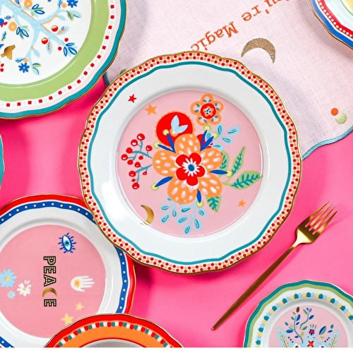 Baci Milano Mamma Mia Çiçek Desenli Servis Tabağı 28 cm