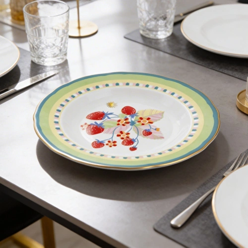 Baci Milano Mamma Mia Çilek Desenli Tabak 22 cm Baci Milano Mamma Mia Çilek Desenli Tabak 22 cm