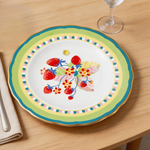 Baci Milano Mamma Mia Çilek Desenli Tabak 22 cm Baci Milano Mamma Mia Çilek Desenli Tabak 22 cm