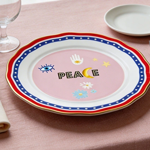 Baci Milano Mamma Mia Peace Çok Renkli Tabak 22 cm