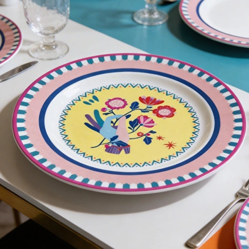 Baci Milano Mamma Mia 6'lı El Desenli Servis Tabağı Seti 28 cm